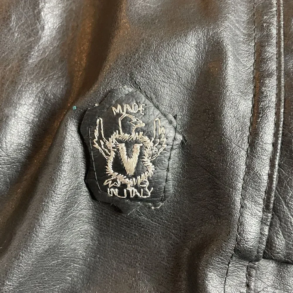 Vintage Black Faux Leather Motorcycle Jacket Biker Bomber Classic‎ Retro Style